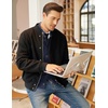 COOFANDY Men’s Cardigan Sweater Slim Fit Stand Collar Cardigan Cable Knit(Navy Blue)