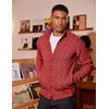 COOFANDY Men’s Cardigan Sweater Slim Fit Stand Collar Cardigan Cable Knit(Red)