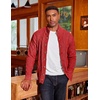 COOFANDY Men’s Cardigan Sweater Slim Fit Stand Collar Cardigan Cable Knit(Red)