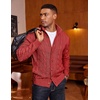 COOFANDY Men’s Cardigan Sweater Slim Fit Stand Collar Cardigan Cable Knit(Red)