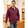 COOFANDY Men’s Cardigan Sweater Slim Fit Stand Collar Cardigan Cable Knit(Wine Red)
