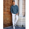 COOFANDY Mens Crew Neck Sweaters Long Sleeve Lightweight Pullover Sweater(Blue)
