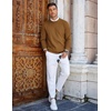 COOFANDY Mens Crew Neck Sweaters Long Sleeve Lightweight Pullover Sweater(Brown)