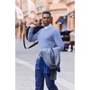 COOFANDY Mens Crew Neck Sweaters Long Sleeve Lightweight Pullover Sweater(Clear Blue)