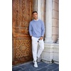 COOFANDY Mens Crew Neck Sweaters Long Sleeve Lightweight Pullover Sweater(Clear Blue)