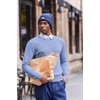 COOFANDY Mens Crew Neck Sweaters Long Sleeve Lightweight Pullover Sweater(Clear Blue)