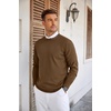 COOFANDY Mens Crew Neck Sweaters Long Sleeve Lightweight Pullover Sweater(Dark Brown)