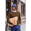 COOFANDY Mens Crew Neck Sweaters Long Sleeve Lightweight Pullover Sweater(Dark Brown)