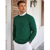 COOFANDY Mens Crew Neck Sweaters Long Sleeve Lightweight Pullover Sweater(Dark Green)