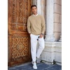 COOFANDY Mens Crew Neck Sweaters Long Sleeve Lightweight Pullover Sweater(Light Camel)