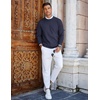 COOFANDY Mens Crew Neck Sweaters Long Sleeve Lightweight Pullover Sweater(Navy Blue)
