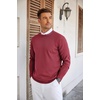 COOFANDY Mens Crew Neck Sweaters Long Sleeve Lightweight Pullover Sweater(Red)