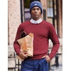 COOFANDY Mens Crew Neck Sweaters Long Sleeve Lightweight Pullover Sweater(Red)