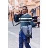 COOFANDY Mens Crew Neck Sweaters Long Sleeve Lightweight Pullover Sweater(Stripes_blue)
