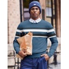 COOFANDY Mens Crew Neck Sweaters Long Sleeve Lightweight Pullover Sweater(Stripes_blue)