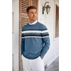 COOFANDY Mens Crew Neck Sweaters Long Sleeve Lightweight Pullover Sweater(Stripes_blue)