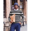 COOFANDY Mens Crew Neck Sweaters Long Sleeve Lightweight Pullover Sweater(Stripes_dark Gray)