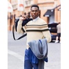 COOFANDY Mens Crew Neck Sweaters Long Sleeve Lightweight Pullover Sweater(Stripes_light Apricot)