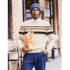 COOFANDY Mens Crew Neck Sweaters Long Sleeve Lightweight Pullover Sweater(Stripes_light Apricot)