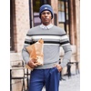 COOFANDY Mens Crew Neck Sweaters Long Sleeve Lightweight Pullover Sweater(Stripes_light Gray)
