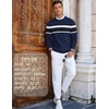 COOFANDY Mens Crew Neck Sweaters Long Sleeve Lightweight Pullover Sweater(Stripes_navy Blue)
