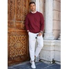 COOFANDY Mens Crew Neck Sweaters Long Sleeve Lightweight Pullover Sweater(Wine Red)