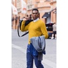 COOFANDY Mens Crew Neck Sweaters Long Sleeve Lightweight Pullover Sweater(Yellow)