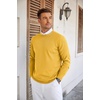 COOFANDY Mens Crew Neck Sweaters Long Sleeve Lightweight Pullover Sweater(Yellow)