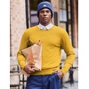 COOFANDY Mens Crew Neck Sweaters Long Sleeve Lightweight Pullover Sweater(Yellow)