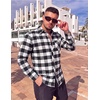 COOFANDY Men’s Flannel Plaid Shirts Long Sleeve Caual Button Down Shirts(Black&white)