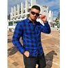 COOFANDY Men’s Flannel Plaid Shirts Long Sleeve Caual Button Down Shirts(Blue)
