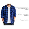 COOFANDY Men’s Flannel Plaid Shirts Long Sleeve Caual Button Down Shirts(Blue)