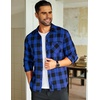 COOFANDY Men’s Flannel Plaid Shirts Long Sleeve Caual Button Down Shirts(Blue)