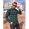 COOFANDY Men’s Flannel Plaid Shirts Long Sleeve Caual Button Down Shirts(Green)