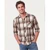 COOFANDY Men’s Flannel Plaid Shirts Long Sleeve Caual Button Down Shirts(Light Khaki&brown)