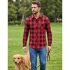 COOFANDY Men’s Flannel Plaid Shirts Long Sleeve Caual Button Down Shirts(Red)