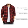 COOFANDY Men’s Flannel Plaid Shirts Long Sleeve Caual Button Down Shirts(Red Black)