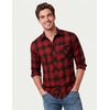 COOFANDY Men’s Flannel Plaid Shirts Long Sleeve Caual Button Down Shirts(Red Black)