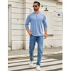 COOFANDY Men’s Henley Shirts Long Sleeve T-Shirt Lightweight Fashion Casual Pullover Tee Shirt(Light Blue)