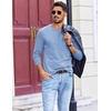 COOFANDY Men’s Henley Shirts Long Sleeve T-Shirt Lightweight Fashion Casual Pullover Tee Shirt(Light Blue)