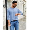 COOFANDY Men’s Henley Shirts Long Sleeve T-Shirt Lightweight Fashion Casual Pullover Tee Shirt(Light Blue)