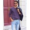 COOFANDY Men’s Henley Shirts Long Sleeve T-Shirt Lightweight Fashion Casual Pullover Tee Shirt(Purple)