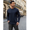 COOFANDY Mens Long Sleeve Tee Shirts Stretch Crew Neck Tee Shirts Casual T Shirts for Men((2 Pack) Black+dark Blue)