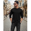 COOFANDY Mens Long Sleeve Tee Shirts Stretch Crew Neck Tee Shirts Casual T Shirts for Men((2 Pack) Black+white)