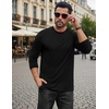 COOFANDY Mens Long Sleeve Tee Shirts Stretch Crew Neck Tee Shirts Casual T Shirts for Men(Black)