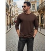 COOFANDY Mens Long Sleeve Tee Shirts Stretch Crew Neck Tee Shirts Casual T Shirts for Men(Brown)