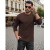 COOFANDY Mens Long Sleeve Tee Shirts Stretch Crew Neck Tee Shirts Casual T Shirts for Men(Brown)