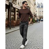 COOFANDY Mens Long Sleeve Tee Shirts Stretch Crew Neck Tee Shirts Casual T Shirts for Men(Brown)