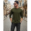 COOFANDY Mens Long Sleeve Tee Shirts Stretch Crew Neck Tee Shirts Casual T Shirts for Men(Dark Army Green)