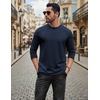 COOFANDY Mens Long Sleeve Tee Shirts Stretch Crew Neck Tee Shirts Casual T Shirts for Men(Dark Blue)